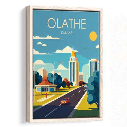 Olathe Kansas Retro Art Print, Olathe City Wall Art, Floating Framed Canvas Print, Framed Picture, Painting Canvas