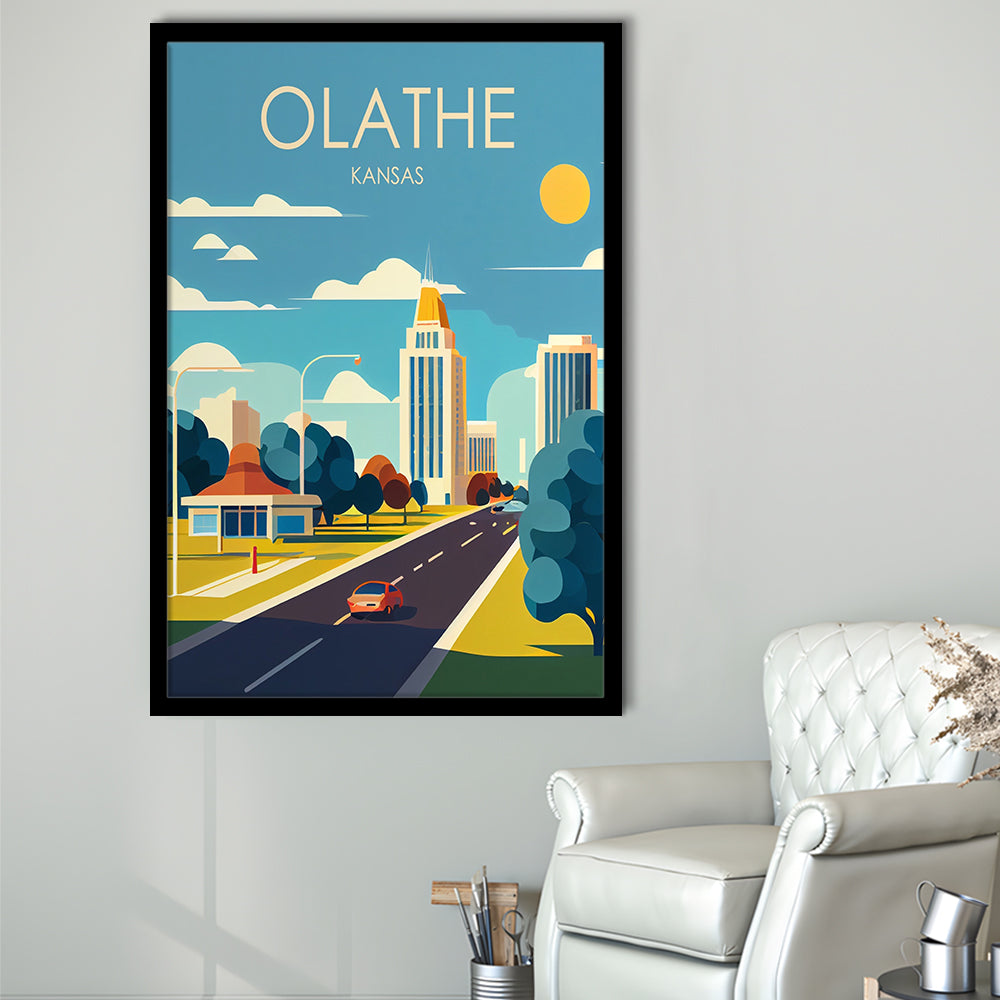 Olathe Kansas Retro Art Print, Olathe City Wall Art, Framed Art Print, Picture Framed, Painting Art