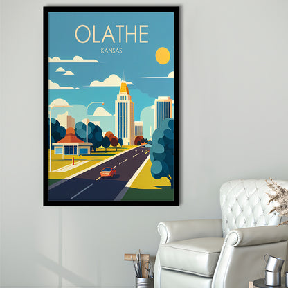 Olathe Kansas Retro Art Print, Olathe City Wall Art, Framed Art Print, Picture Framed, Painting Art