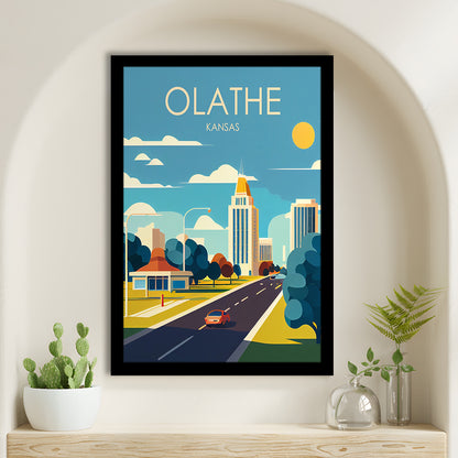 Olathe Kansas Retro Art Print, Olathe City Wall Art, Framed Art Print, Picture Framed, Painting Art