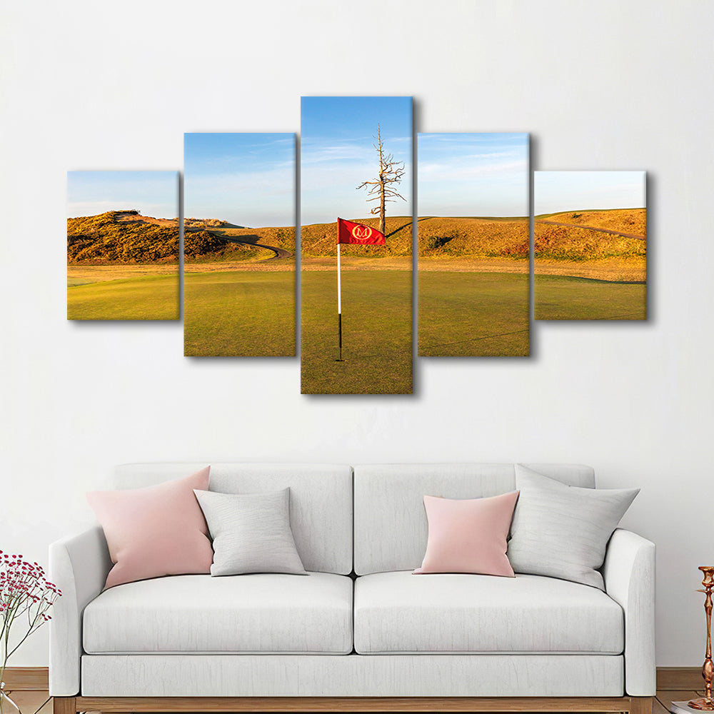 Old Macdonald Golf Course, Hole 2 With Ghost Tree Fine Art, Golf Art Print, 5 Pieces Mixed Canvas Print Wall Art