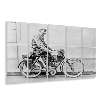 Old Motorcycle Print Garage Decor Black and White Art Victorian Photography, 5 Pieces Large Canvas Print