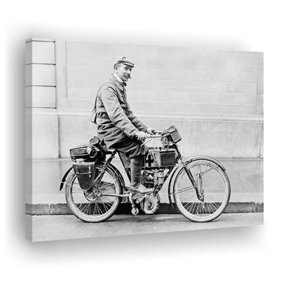 Old Motorcycle Print Garage Decor Black and White Art Victorian Photography, Canvas Print Wall Art Decor