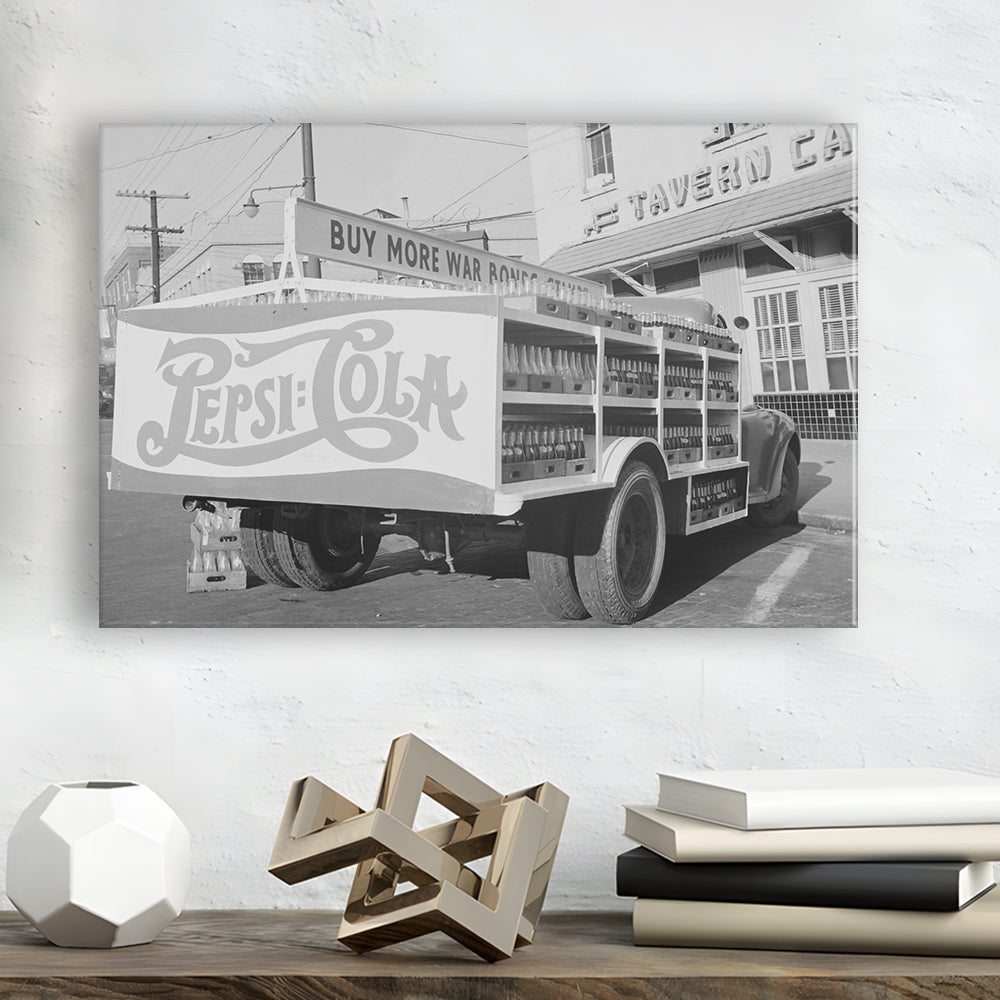 Old Pepsi Cola Truck Black and White Art, Canvas Print Wall Art Decor