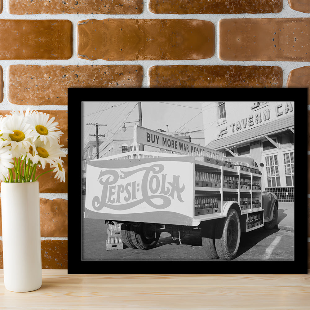 Old Pepsi Cola Truck Black and White Art, Framed Art Print Wall Decor