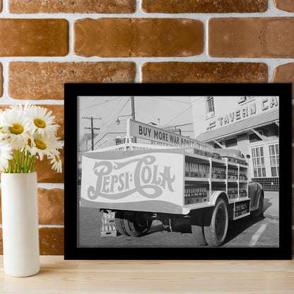 Old Pepsi Cola Truck Black and White Art, Framed Art Print Wall Decor
