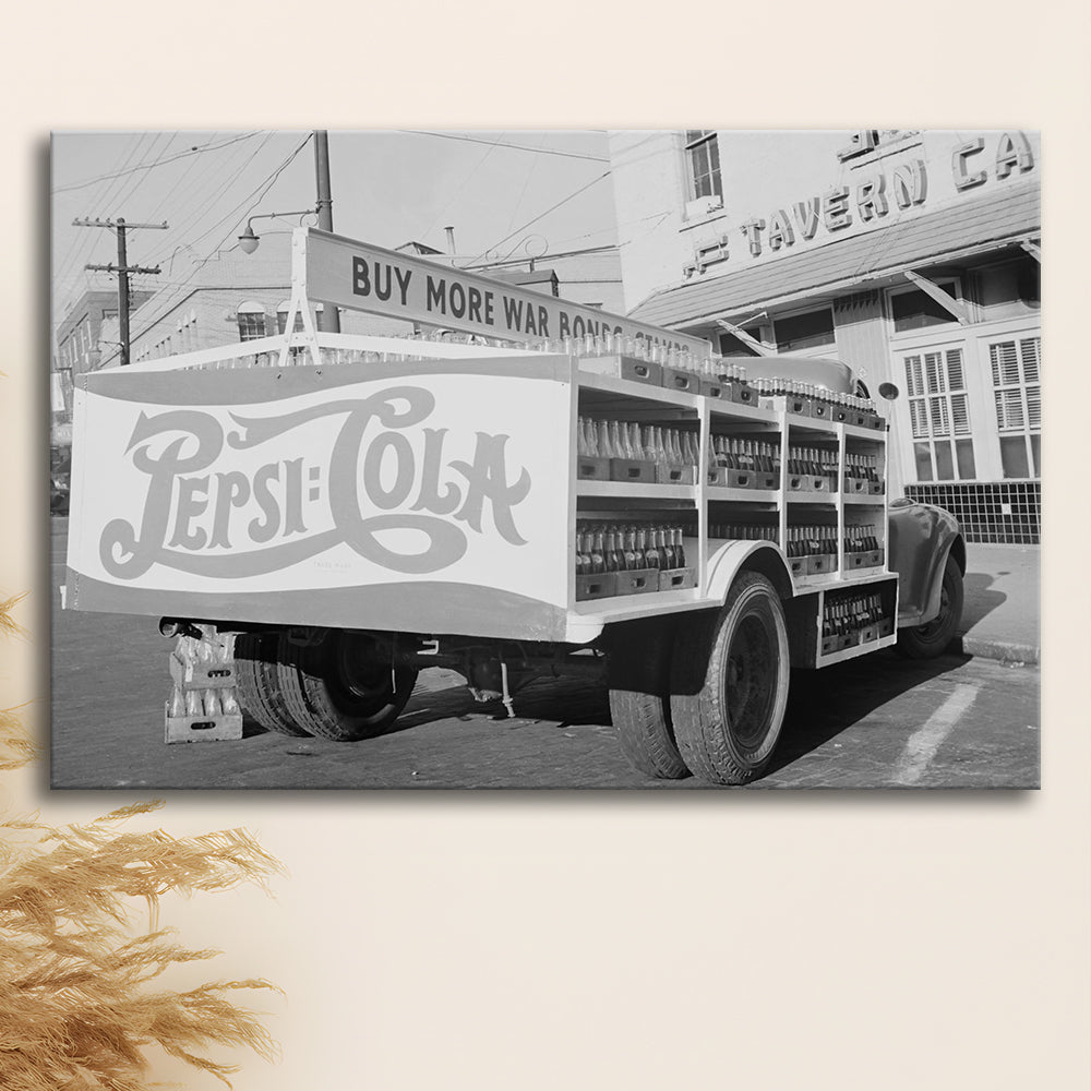 Old Pepsi Cola Truck Black and White Art, Canvas Print Wall Art Decor