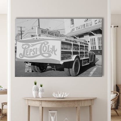 Old Pepsi Cola Truck Black and White Art, Canvas Print Wall Art Decor