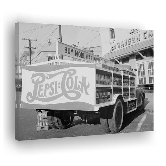 Old Pepsi Cola Truck Black and White Art, Canvas Print Wall Art Decor