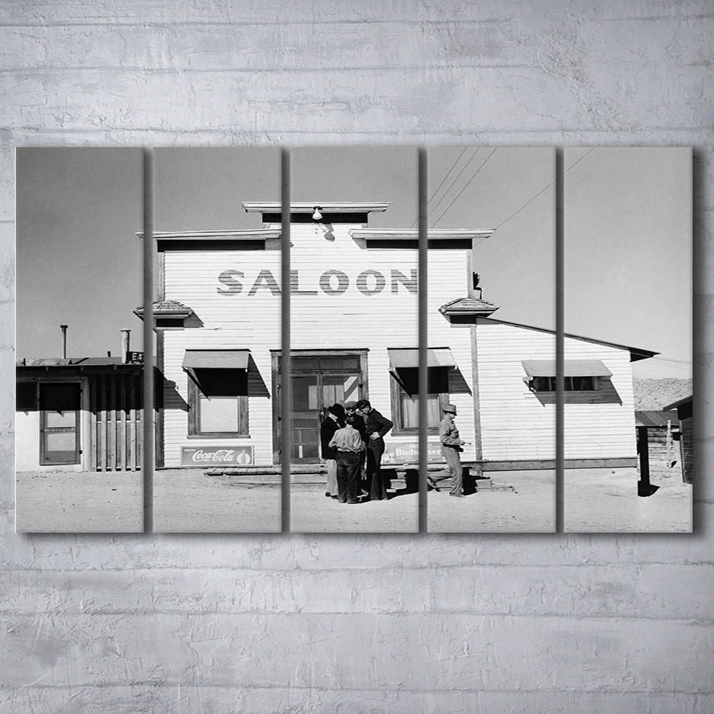 Old Saloon in Nevada Black and White Art Vintage Bar Prints, 5 Pieces Large Canvas Print