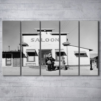 Old Saloon in Nevada Black and White Art Vintage Bar Prints, 5 Pieces Large Canvas Print