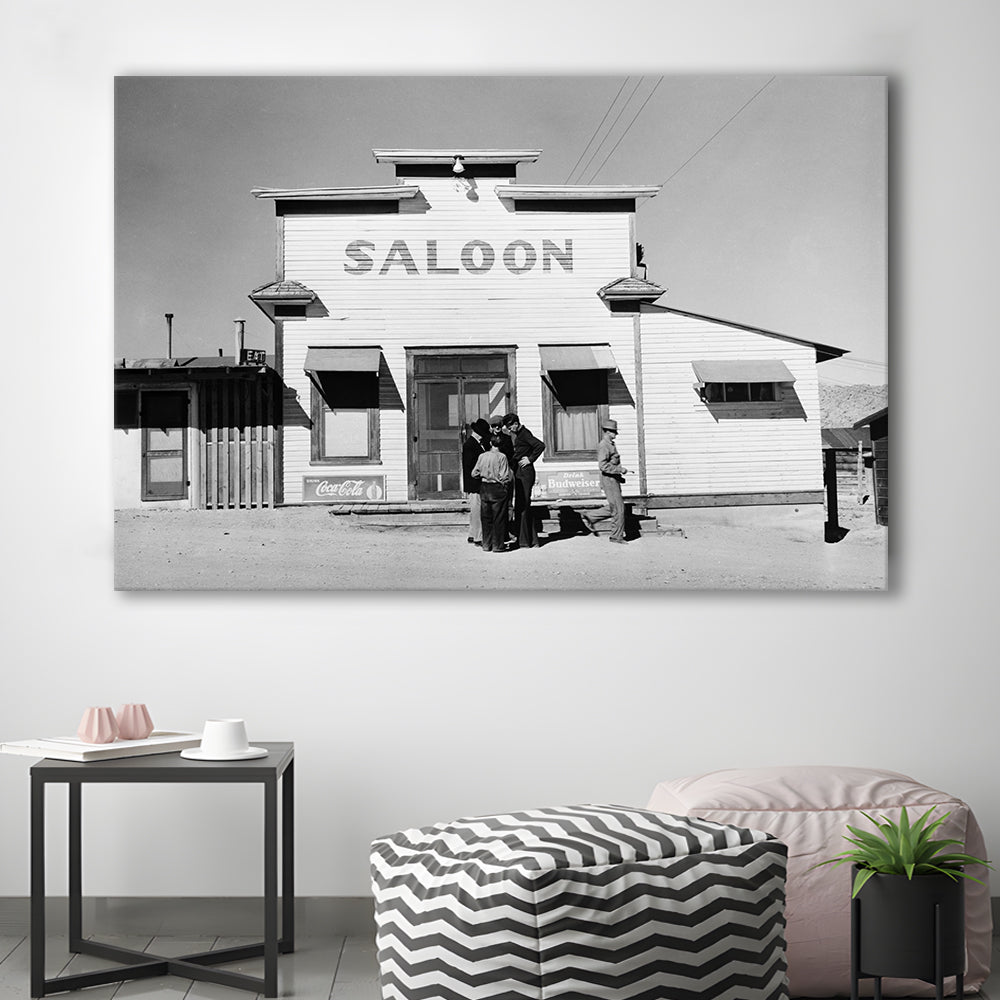 Old Saloon in Nevada Black and White Art Vintage Bar Prints, Canvas Print Wall Art Decor