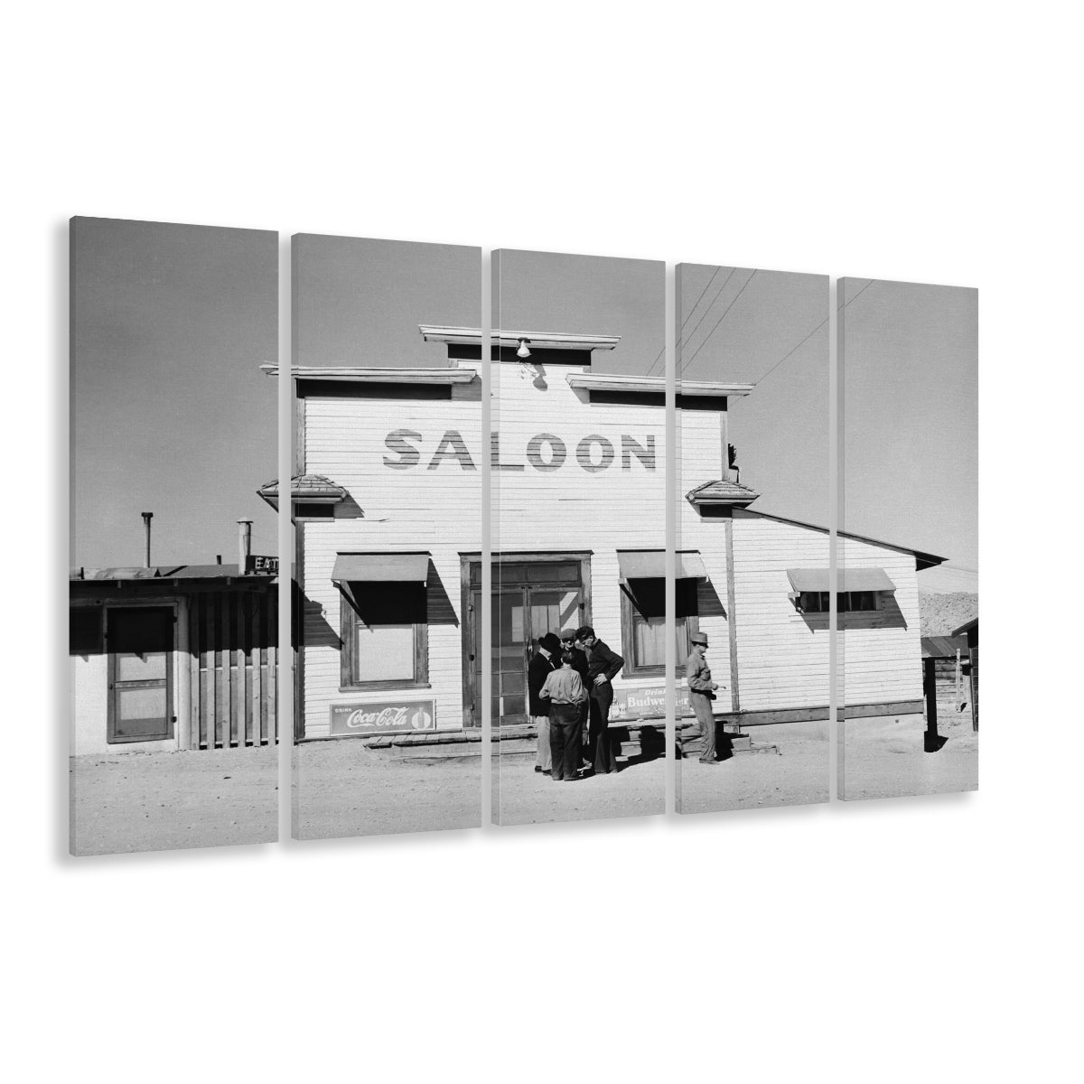 Old Saloon in Nevada Black and White Art Vintage Bar Prints, 5 Pieces Large Canvas Print