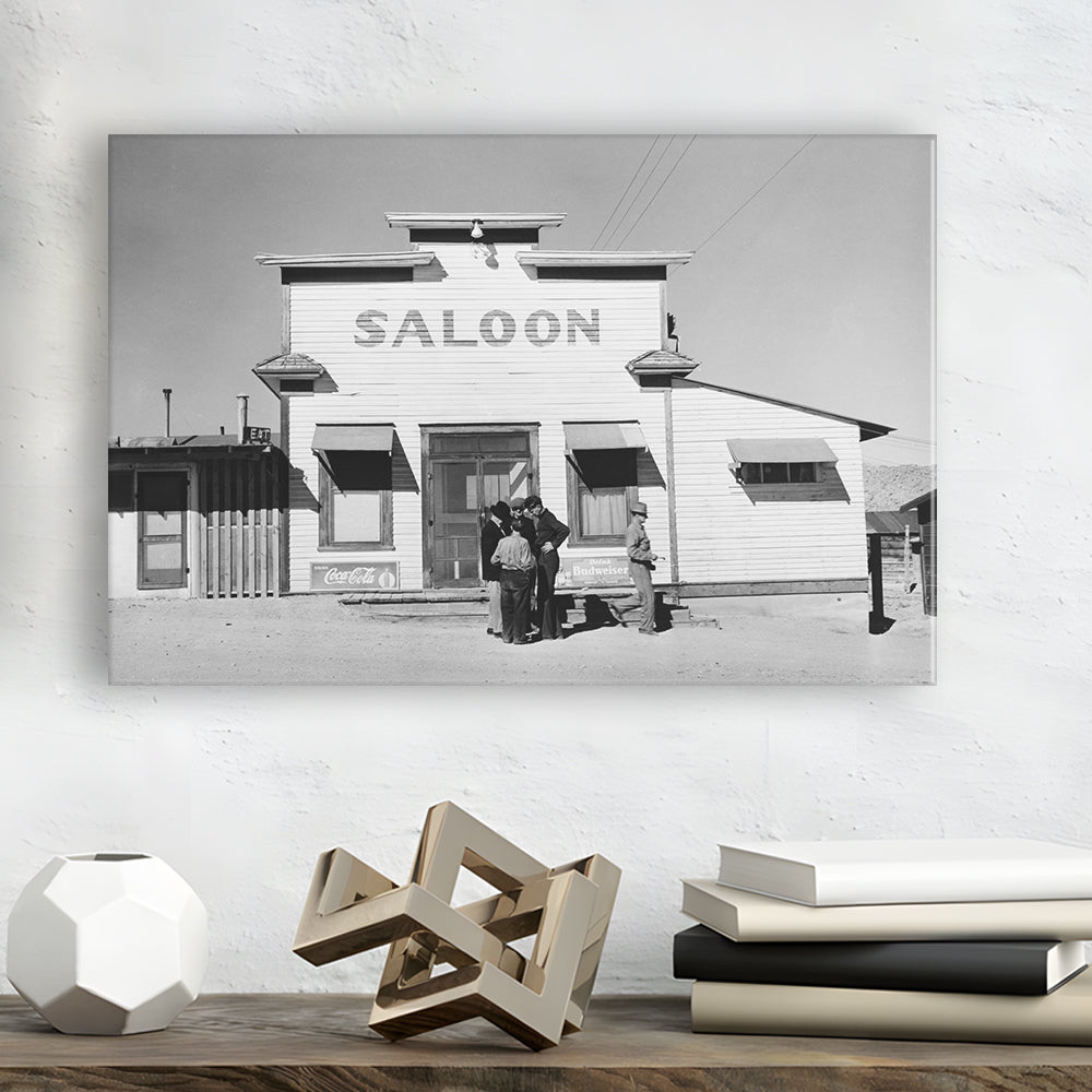 Old Saloon in Nevada Black and White Art Vintage Bar Prints, Canvas Print Wall Art Decor