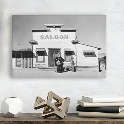 Old Saloon in Nevada Black and White Art Vintage Bar Prints, Canvas Print Wall Art Decor