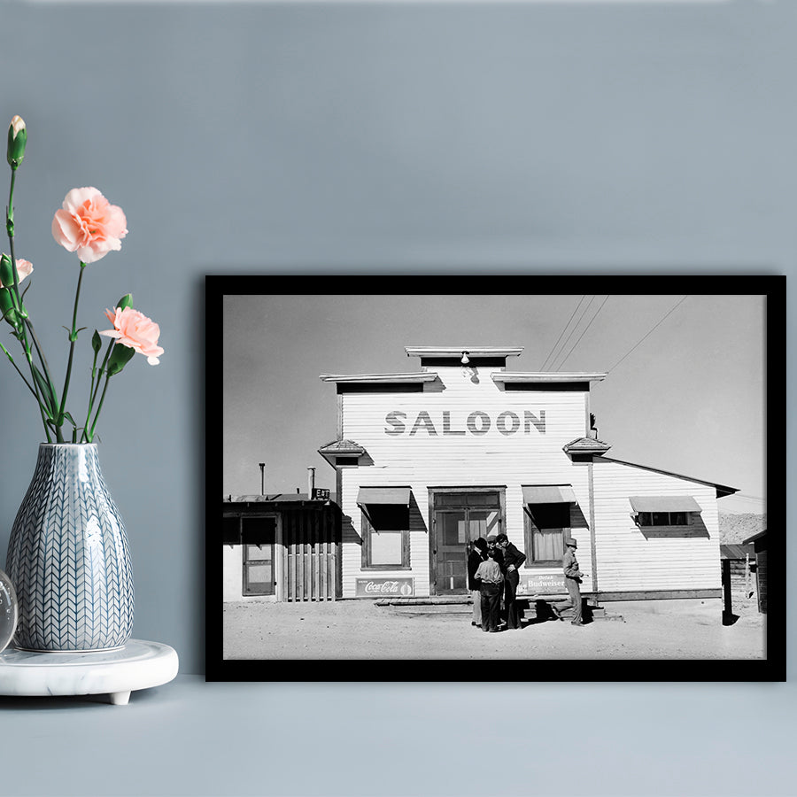 Old Saloon in Nevada Black and White Art Vintage Bar Prints, Framed Art Print Wall Decor