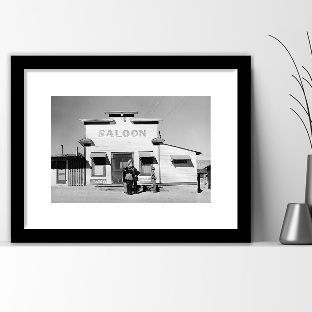 Old Saloon in Nevada Black and White Art Vintage Bar Prints, Framed Art Print White Border Wall Decor
