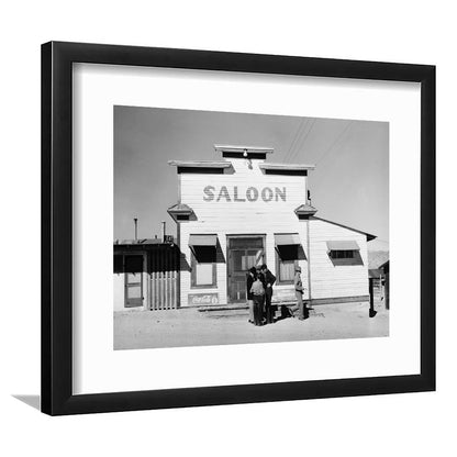 Old Saloon in Nevada Black and White Art Vintage Bar Prints, Framed Art Print White Border Wall Decor