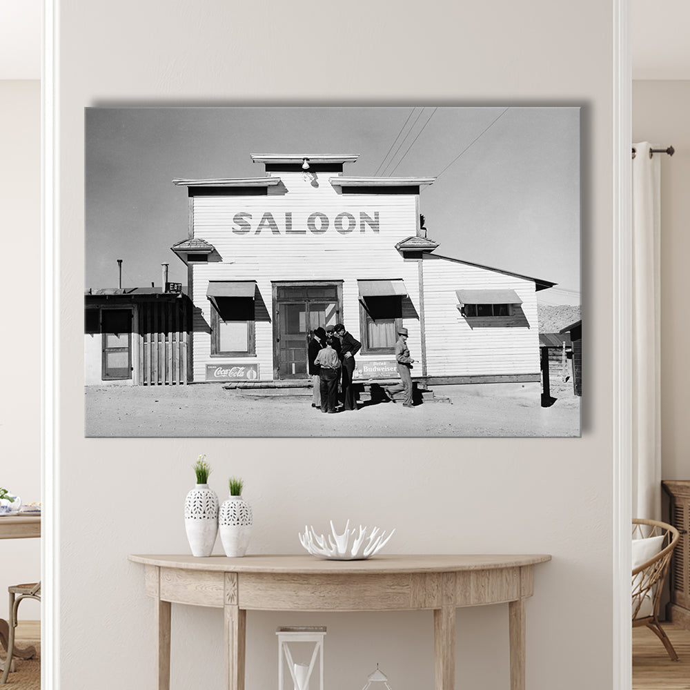 Old Saloon in Nevada Black and White Art Vintage Bar Prints, Canvas Print Wall Art Decor