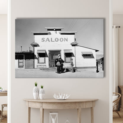 Old Saloon in Nevada Black and White Art Vintage Bar Prints, Canvas Print Wall Art Decor