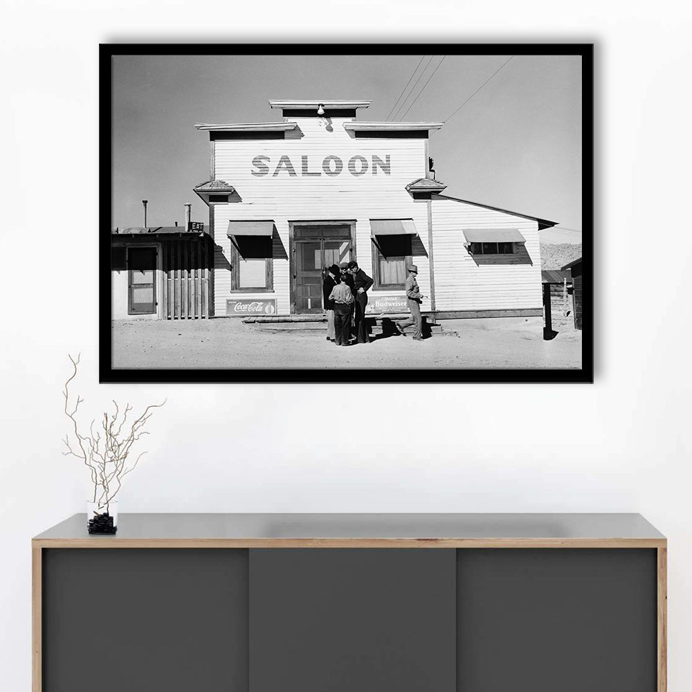 Old Saloon in Nevada Black and White Art Vintage Bar Prints, Framed Art Print Wall Decor