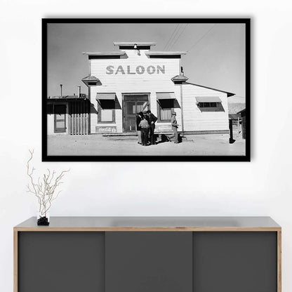 Old Saloon in Nevada Black and White Art Vintage Bar Prints, Framed Art Print Wall Decor