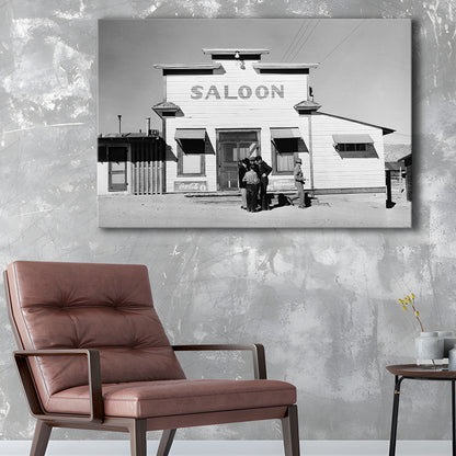 Old Saloon in Nevada Black and White Art Vintage Bar Prints, Canvas Print Wall Art Decor