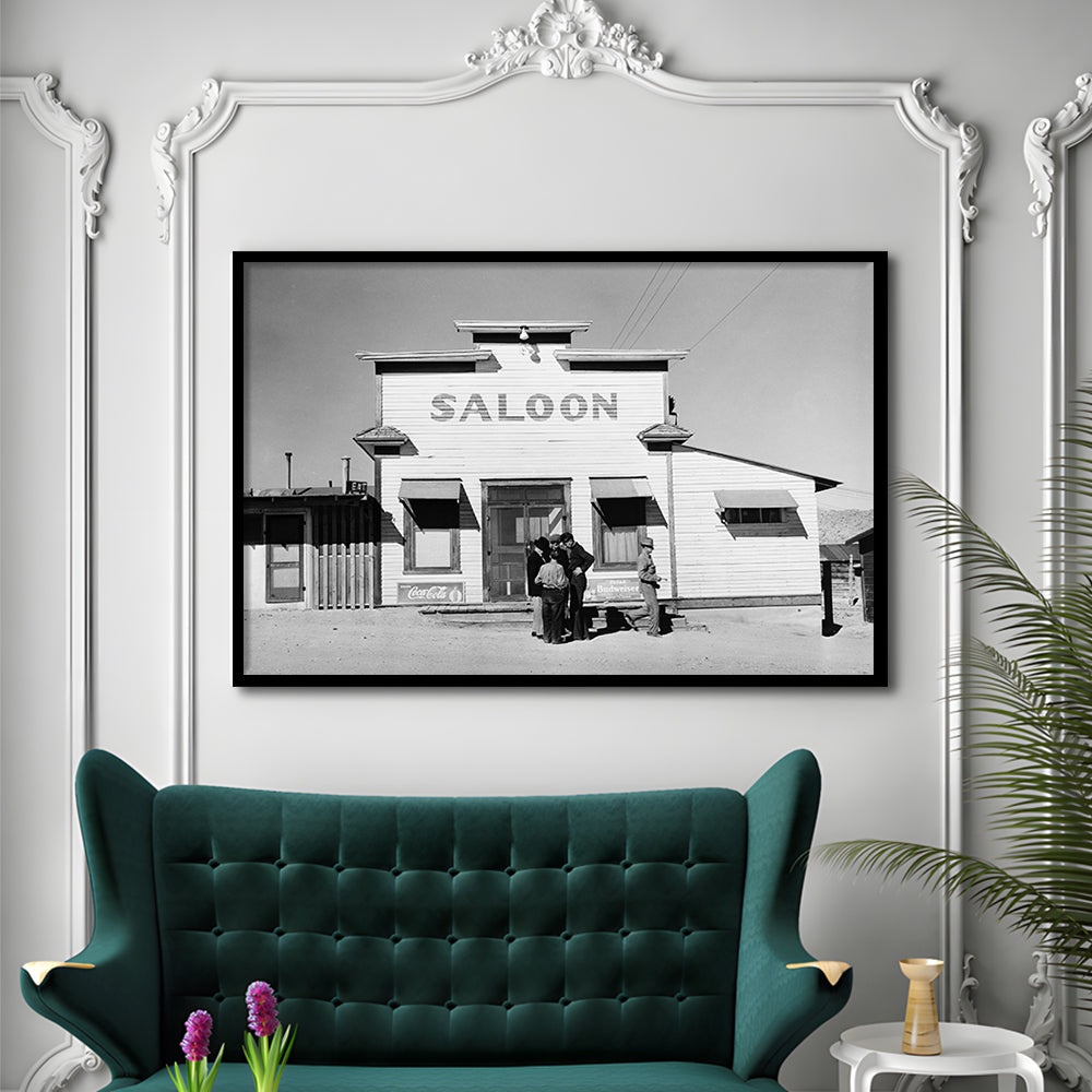 Old Saloon in Nevada Black and White Art Vintage Bar Prints, Framed Art Print Wall Decor