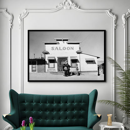 Old Saloon in Nevada Black and White Art Vintage Bar Prints, Framed Art Print Wall Decor