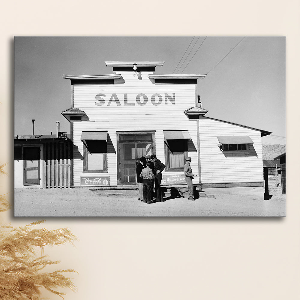 Old Saloon in Nevada Black and White Art Vintage Bar Prints, Canvas Print Wall Art Decor