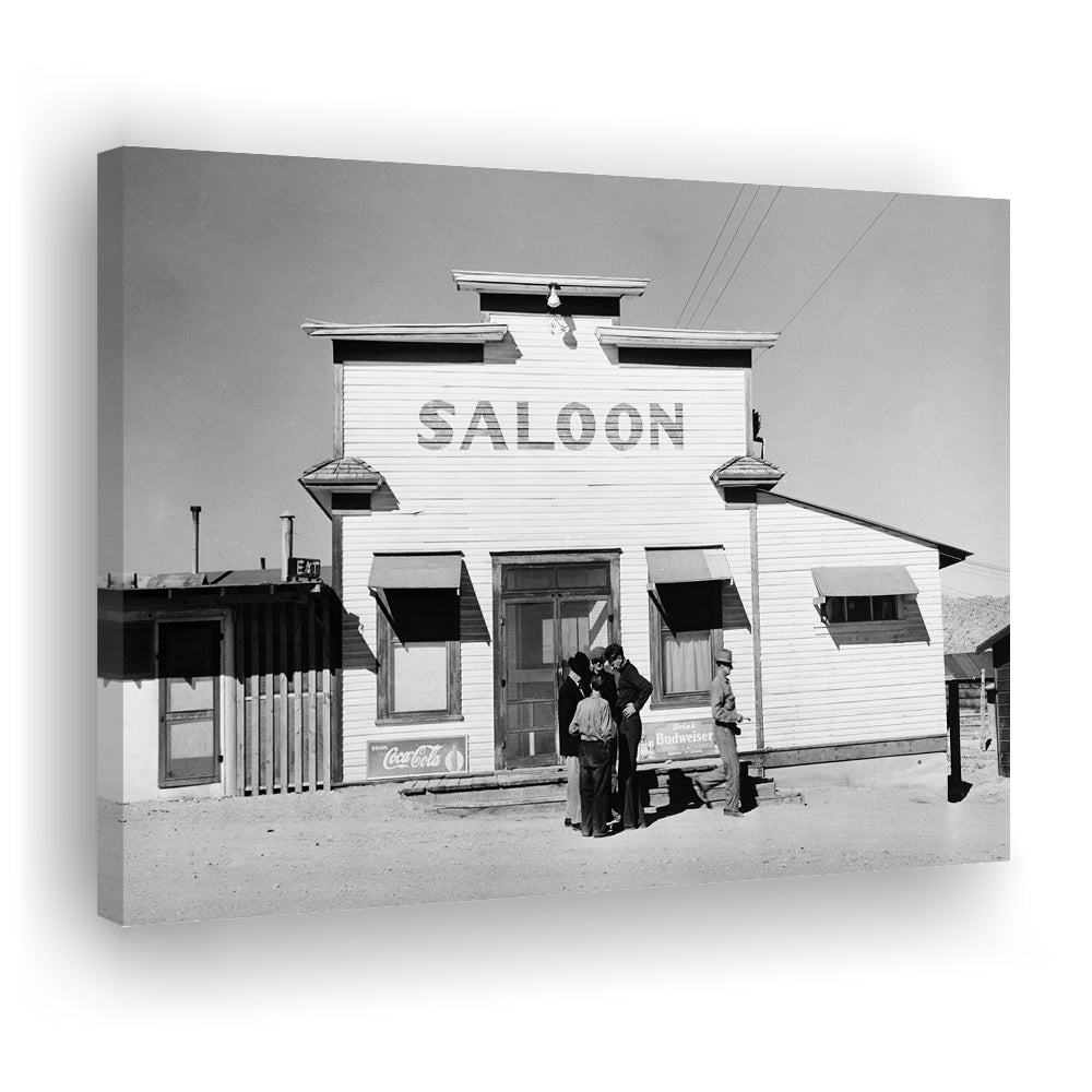 Old Saloon in Nevada Black and White Art Vintage Bar Prints, Canvas Print Wall Art Decor