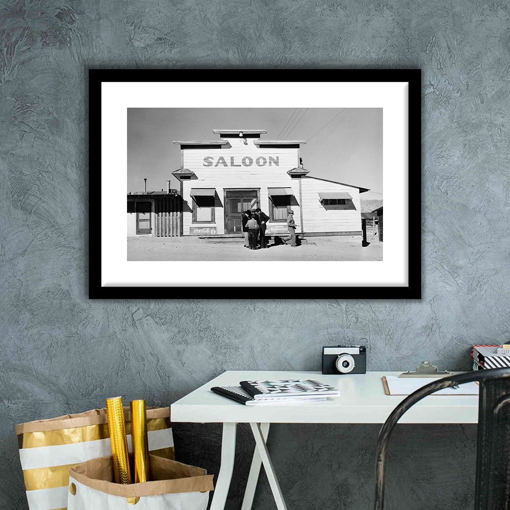 Old Saloon in Nevada Black and White Art Vintage Bar Prints, Framed Art Print White Border Wall Decor
