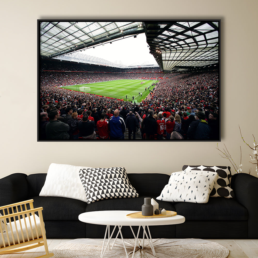 Old Trafford Full House Stadium, Stadium Canvas, Sport Art, Framed Canvas Print Wall Art, Floating Frame