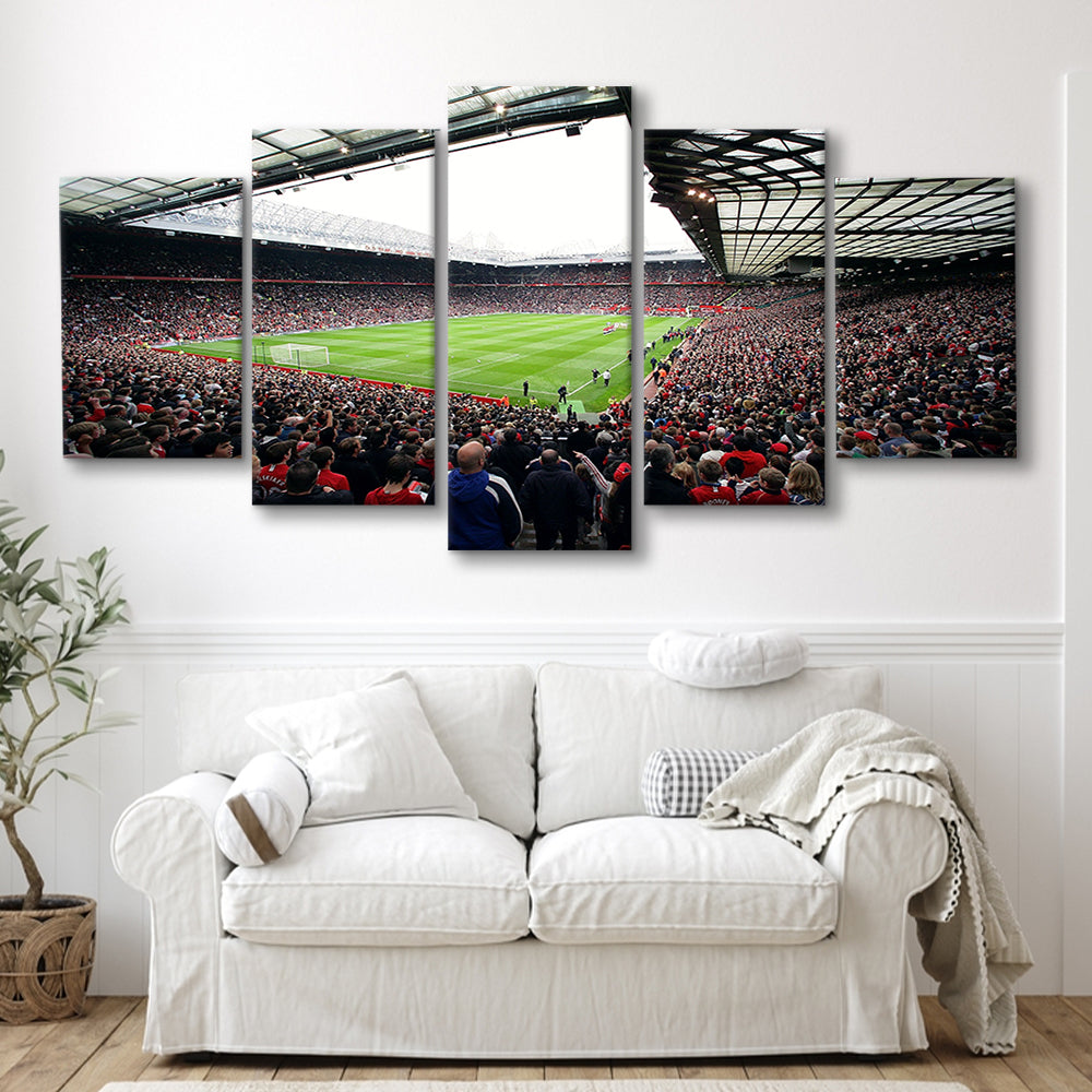 Old Trafford Full House Stadium, Stadium Canvas, Sport Art, Gift for him, 5 Panel, Large Canvas, Canvas Print Wall Art