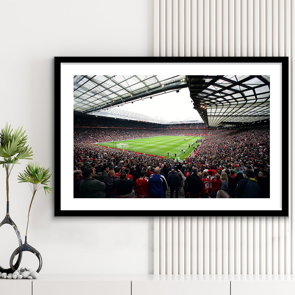 Old Trafford Full House Stadium, Stadium Canvas, Sport Art, Gift for him, White Border Framed Art Print Wall Decor
