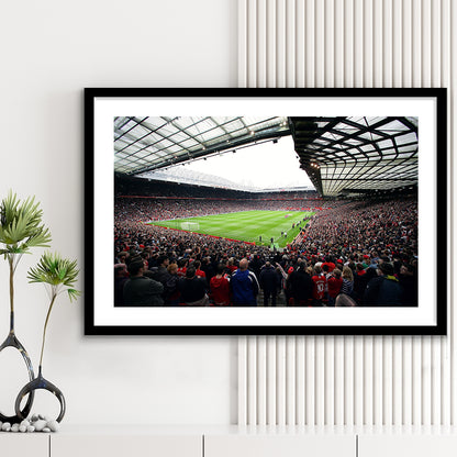 Old Trafford Full House Stadium, Stadium Canvas, Sport Art, Gift for him, White Border Framed Art Print Wall Decor