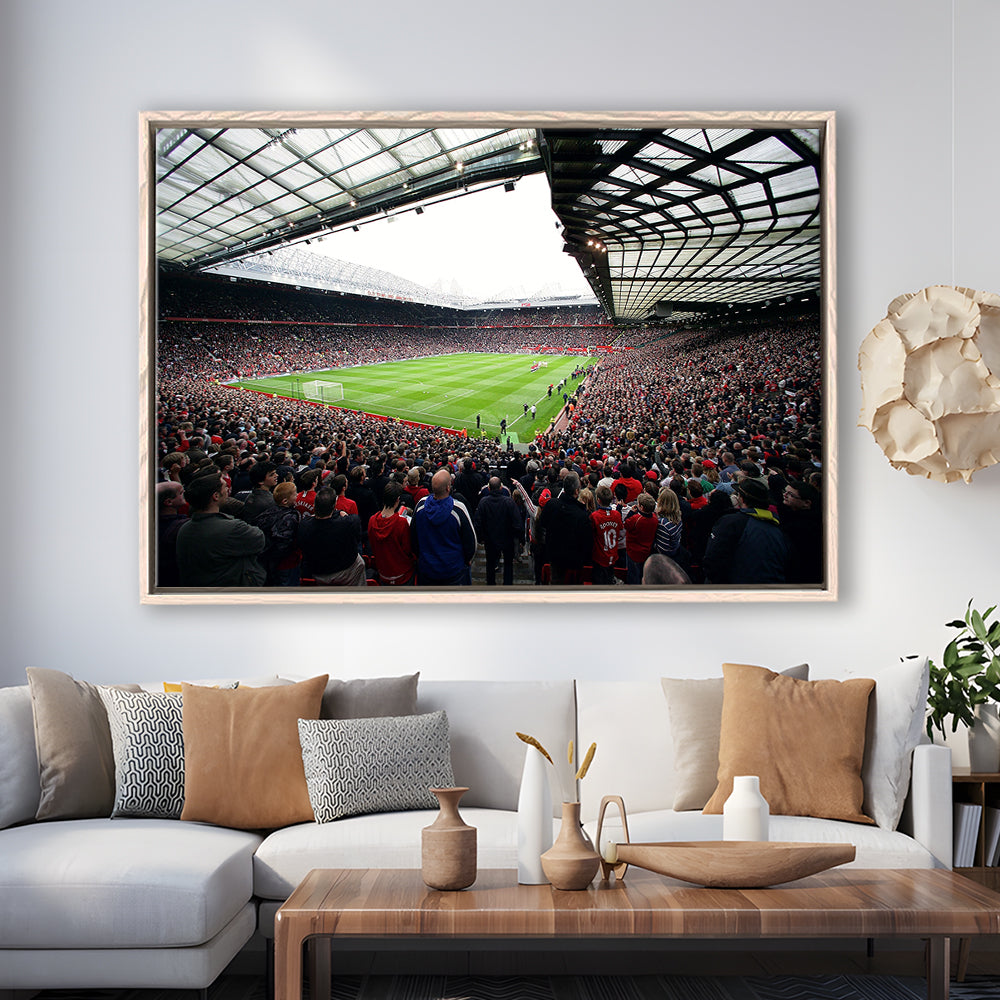 Old Trafford Full House Stadium, Stadium Canvas, Sport Art, Framed Canvas Print Wall Art, Floating Frame