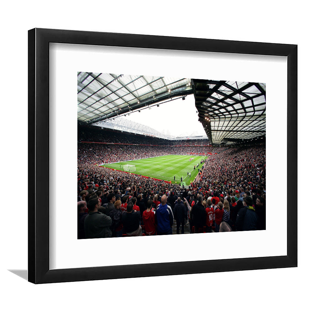 Old Trafford Full House Stadium, Stadium Canvas, Sport Art, Gift for him, White Border Framed Art Print Wall Decor