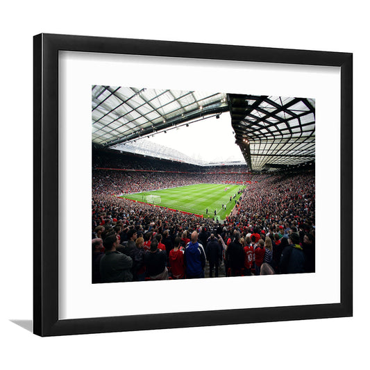 Old Trafford Full House Stadium, Stadium Canvas, Sport Art, Gift for him, White Border Framed Art Print Wall Decor