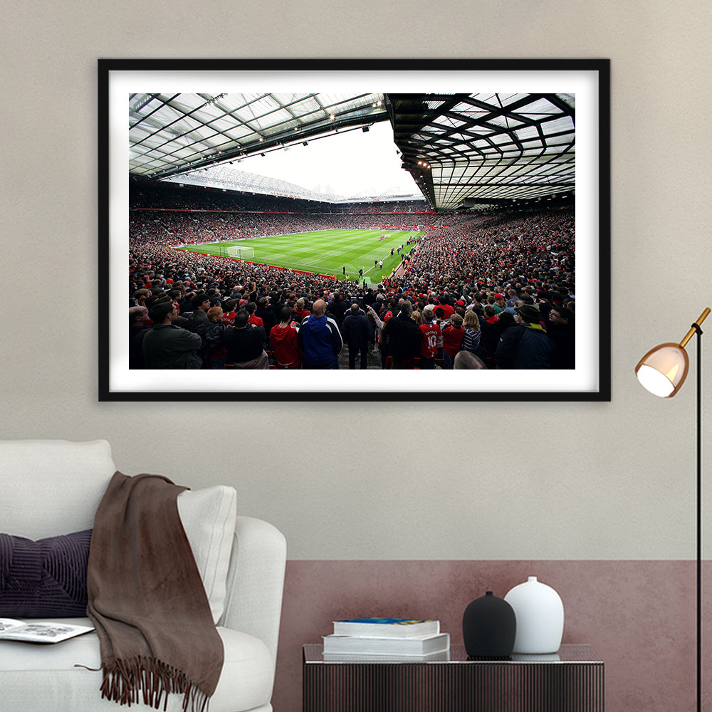 Old Trafford Full House Stadium, Stadium Canvas, Sport Art, Gift for him, White Border Framed Art Print Wall Decor