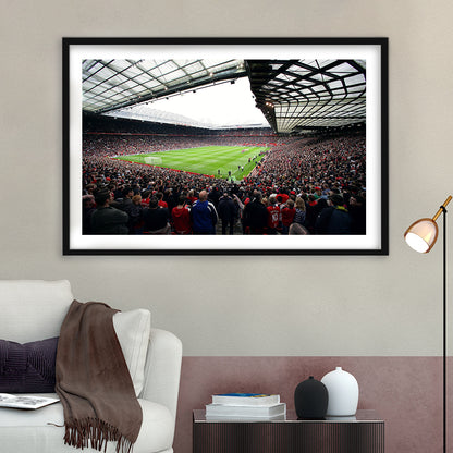 Old Trafford Full House Stadium, Stadium Canvas, Sport Art, Gift for him, White Border Framed Art Print Wall Decor