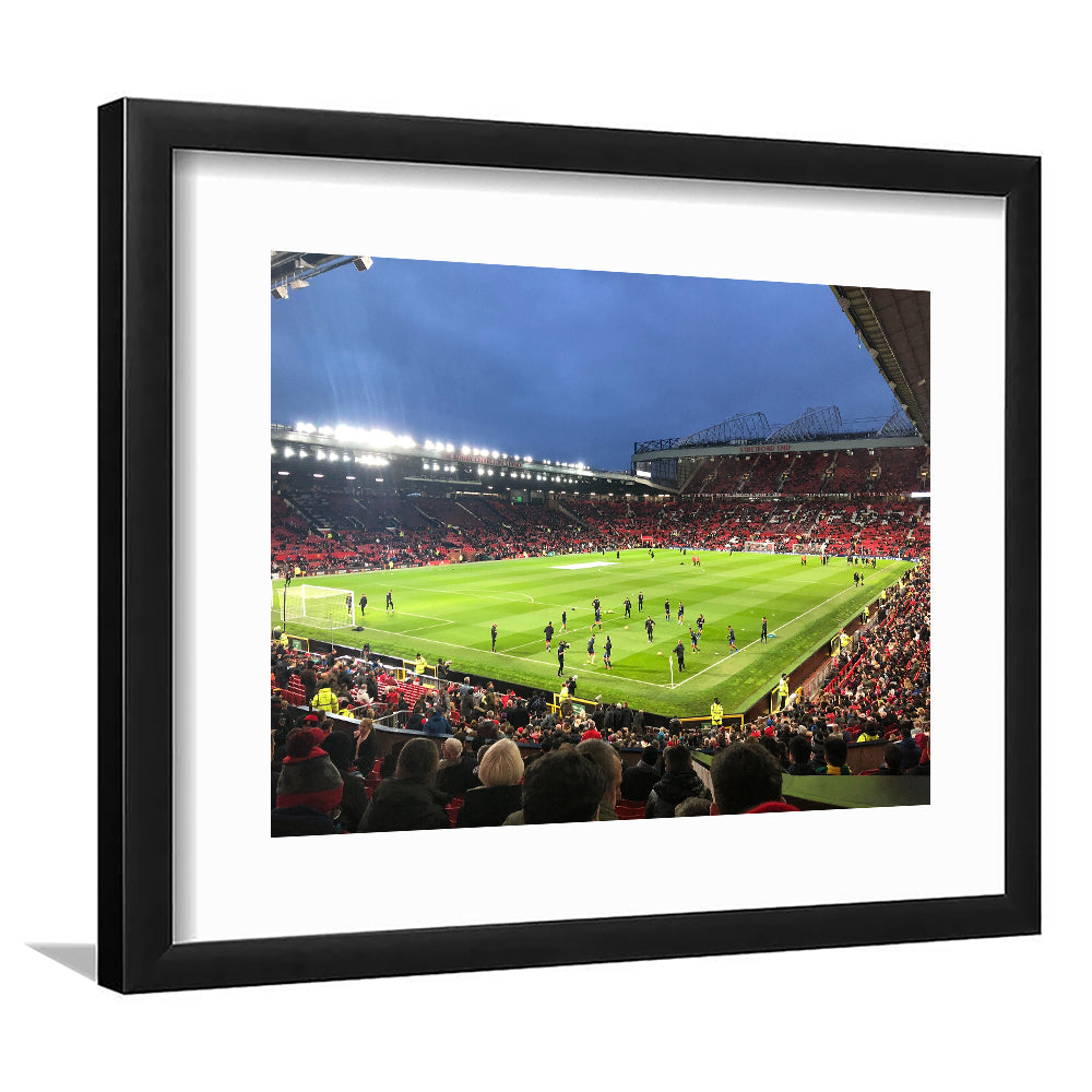 Old Trafford Game, Stadium Canvas, Sport Art, Gift for him, White Border Framed Art Print Wall Decor