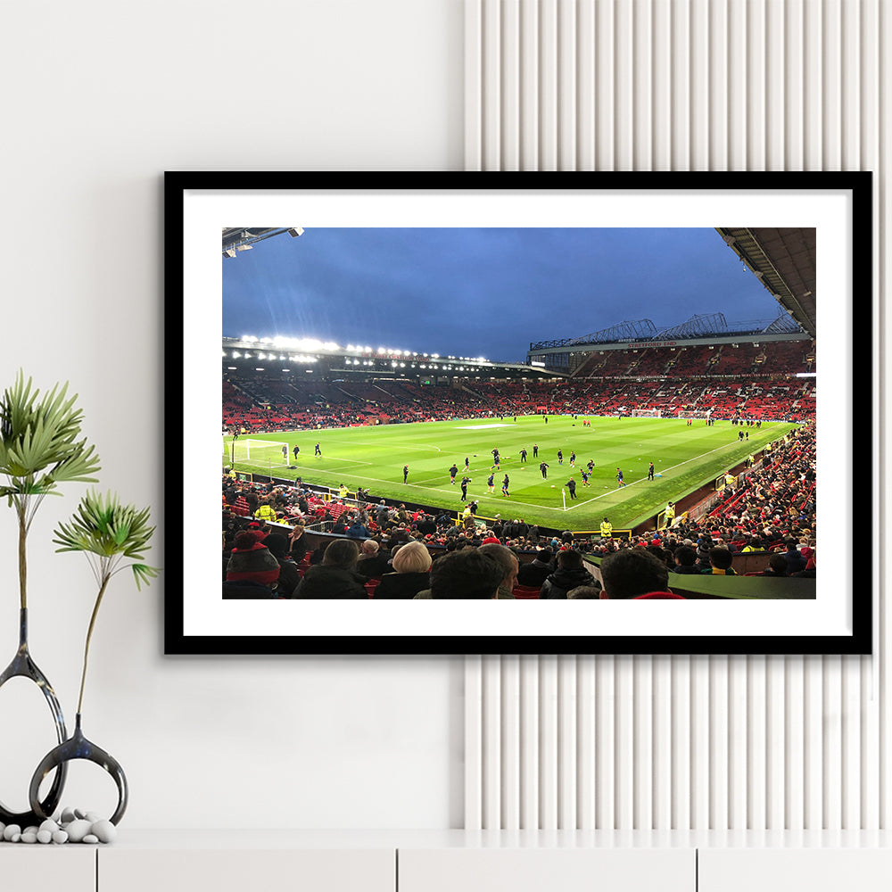 Old Trafford Game, Stadium Canvas, Sport Art, Gift for him, White Border Framed Art Print Wall Decor