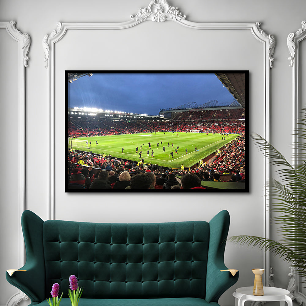 Old Trafford Game, Stadium Canvas, Sport Art, Gift for him, Framed Art Print Wall Decor, Picture Framed