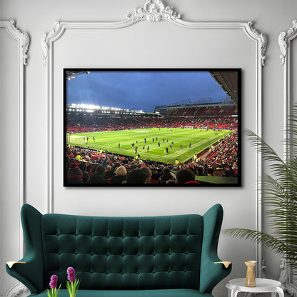 Old Trafford Game, Stadium Canvas, Sport Art, Gift for him, Framed Art Print Wall Decor, Picture Framed