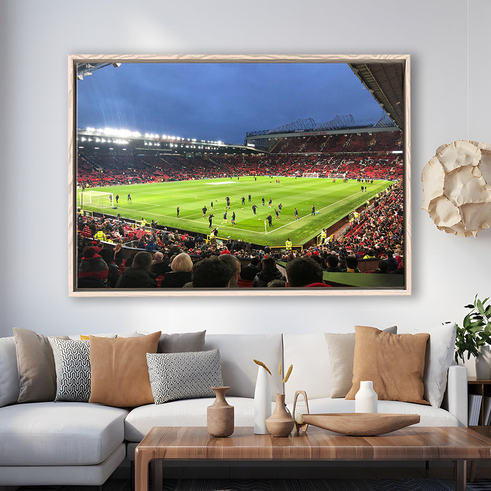 Old Trafford Game, Stadium Canvas, Sport Art, Framed Canvas Print Wall Art, Floating Frame