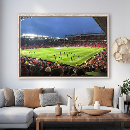 Old Trafford Game, Stadium Canvas, Sport Art, Framed Canvas Print Wall Art, Floating Frame