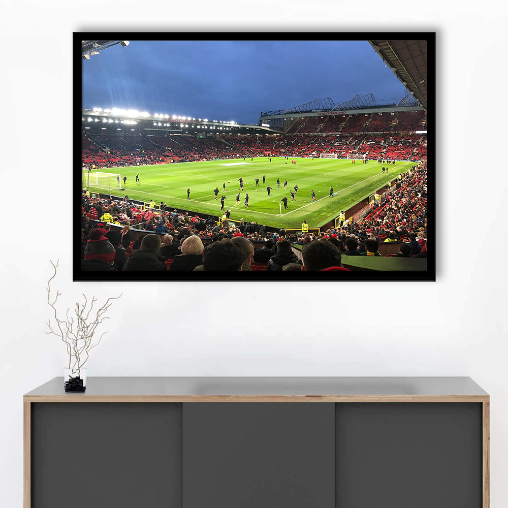 Old Trafford Game, Stadium Canvas, Sport Art, Gift for him, Framed Art Print Wall Decor, Picture Framed