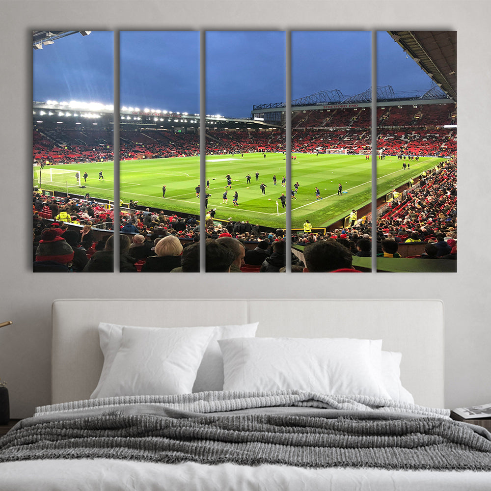 Old Trafford Game, Stadium Canvas, Sport Art, 5 Panel B, Extra Large Canvas, Canvas Print Wall Art