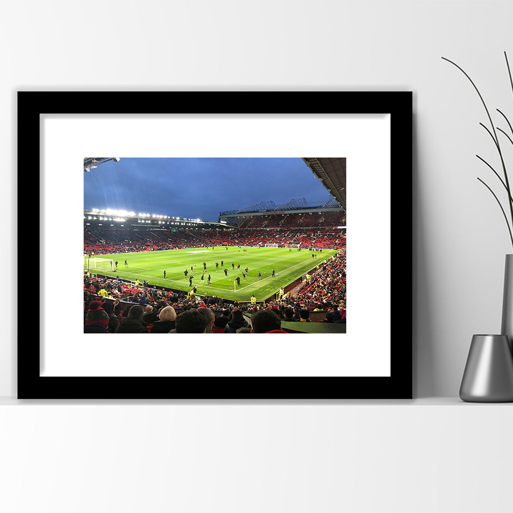 Old Trafford Game, Stadium Canvas, Sport Art, Gift for him, White Border Framed Art Print Wall Decor